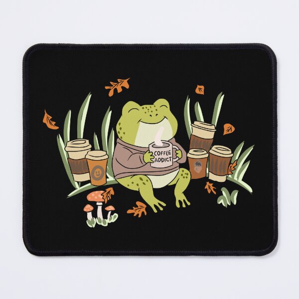 Item preview, Frog Drinking Coffee with Mushroom Autumn Cottagecore Illustration designed and sold by LeshanArt.