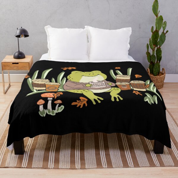 Item preview, Frog Drinking Coffee with Mushroom Autumn Cottagecore Illustration designed and sold by LeshanArt.