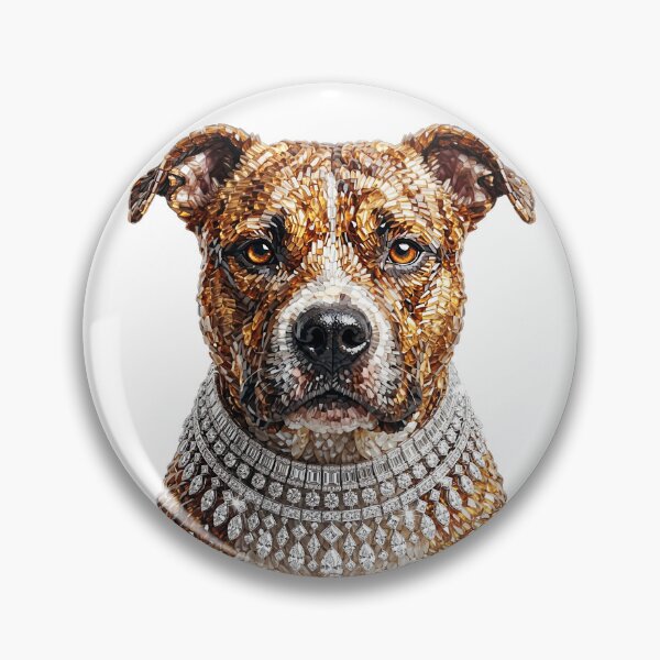Item preview, Gemstone Pitbull Portrait With Diamond Collar designed and sold by DigitalGemArt.