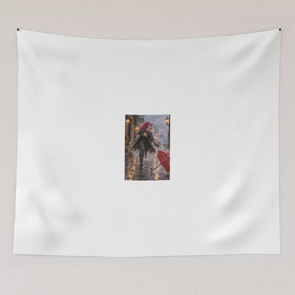 Item preview, Cathryne in a foggy street with red umbrella designed and sold by CathryneDelamort.