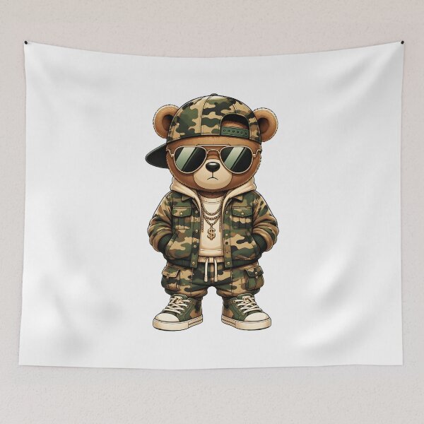 Item preview, Cool Bear Hip Hop Streetwear Camo Design designed and sold by Maladies.