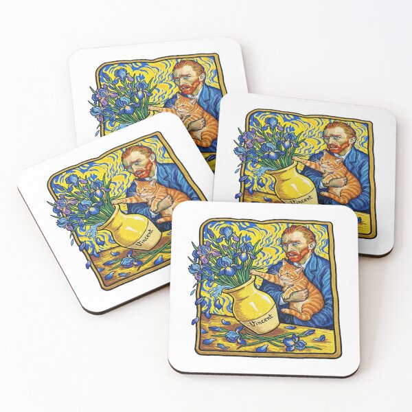 Item preview, Vincent Van Gogh With Blue Irises Ginger cat designed and sold by TeeARTHY.