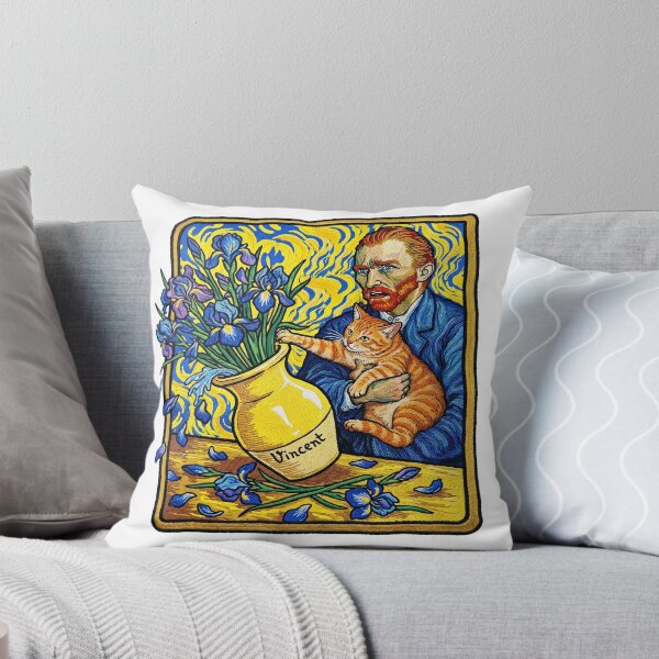 Item preview, Vincent Van Gogh With Blue Irises Ginger cat designed and sold by TeeARTHY.