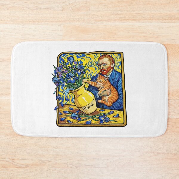 Item preview, Vincent Van Gogh With Blue Irises Ginger cat designed and sold by TeeARTHY.
