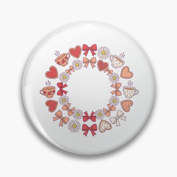Item preview, Galentine Tea Party Floral Wreath Cute Friendship Cookies and Cups Art designed and sold by AmadeusModern.