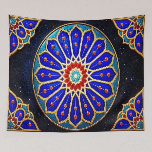 Item preview, Luxury Vitray Mandala - Traditional Golden Islamic Geometric Art designed and sold by Breezes-of-Ida.