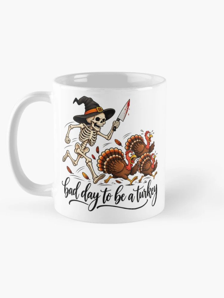 Thumbnail 5 of 6, Coffee Mug, Skeleton Chasing Turkeys designed and sold by ROUX-ART.