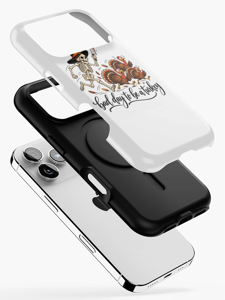 Thumbnail 2 of 4, iPhone Case, Skeleton Chasing Turkeys designed and sold by ROUX-ART.