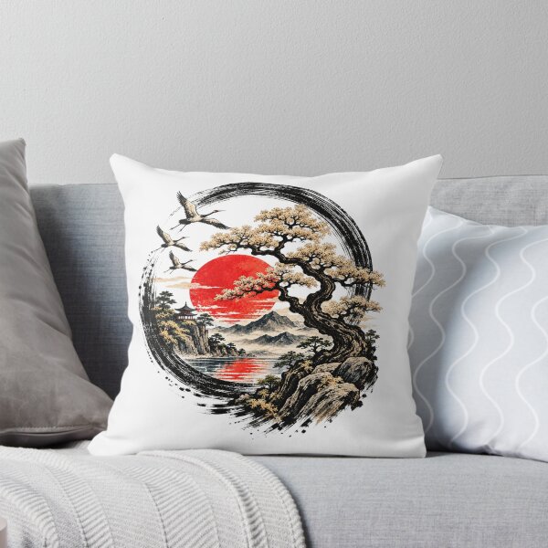 Item preview, Japanese Sunrise Bonsai tree Landscape Art designed and sold by TeeARTHY.