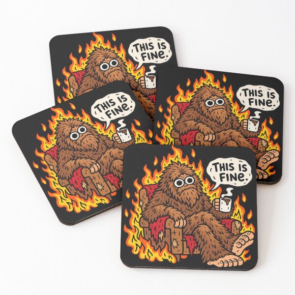 Item preview, This Is Fine Bigfoot Sasquatch Meme designed and sold by MonkiFlipp.