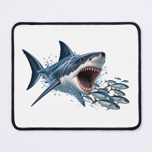 Item preview, This is a design of a Great White Shark chasing fish. designed and sold by RBBeachDesigns.