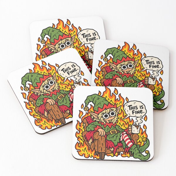 Item preview, This Is Fine Elf Christmas Meme designed and sold by MonkiFlipp.