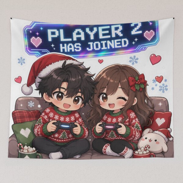 Item preview, Player 2 Has Joined – Cute Anime Gamer Couple Christmas Sweaters designed and sold by AsotenDesigns.