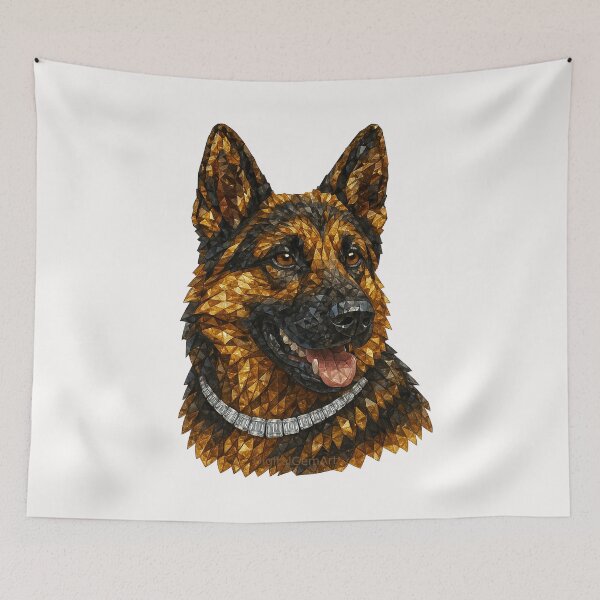 Item preview, German Shepherd Gemstone Mosaic Portrait designed and sold by DigitalGemArt.
