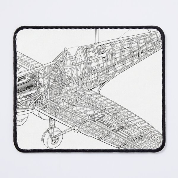Item preview, Spitfire Plane Blueprint Schematic Design Art Print Collector Poster Mancave designed and sold by Cool Robot Bro..