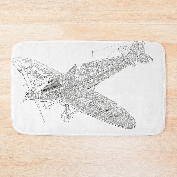 Item preview, Spitfire Plane Blueprint Schematic Design Art Print Collector Poster Mancave designed and sold by Cool Robot Bro..