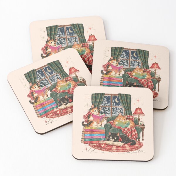 Item preview, Vintage Christmas Cats Reading ACOTAR designed and sold by kjanedesigns.
