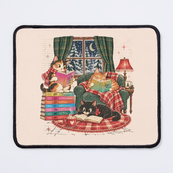 Item preview, Vintage Christmas Cats Reading ACOTAR designed and sold by kjanedesigns.