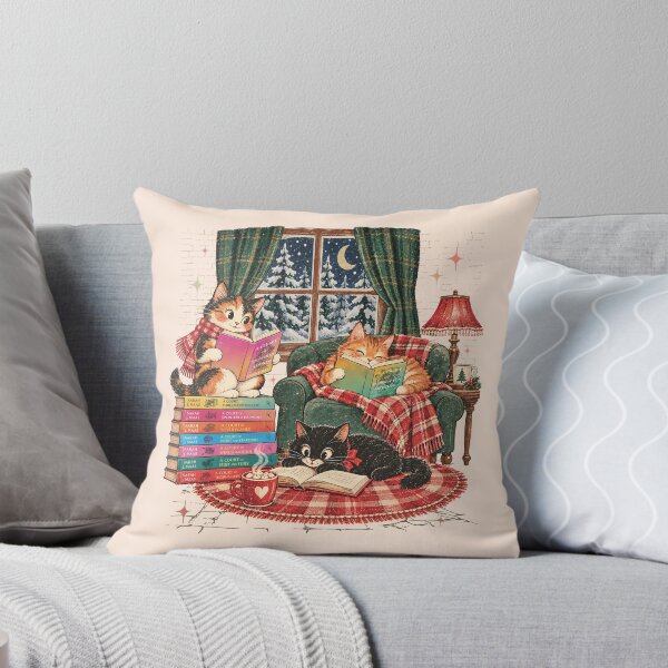 Item preview, Vintage Christmas Cats Reading ACOTAR designed and sold by kjanedesigns.