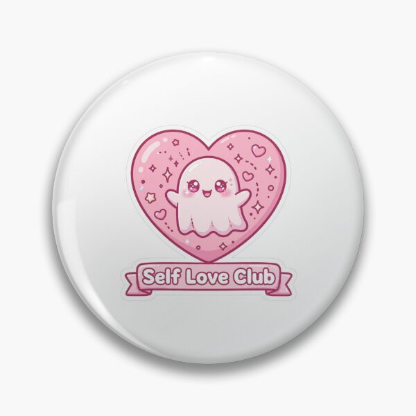 Item preview, Self Love Club Cute Pink Ghost Heart Kawaii Self Care Aesthetic designed and sold by GenZPopStudio.