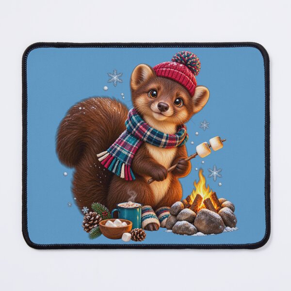 Item preview, Cute Scottish Pine Marten Toasting Marshmallows in Winter designed and sold by MaedK.