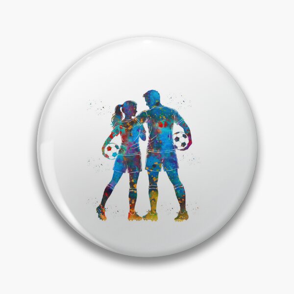 Item preview, Male and Female Soccer Players Watercolor Art designed and sold by Liededrom..