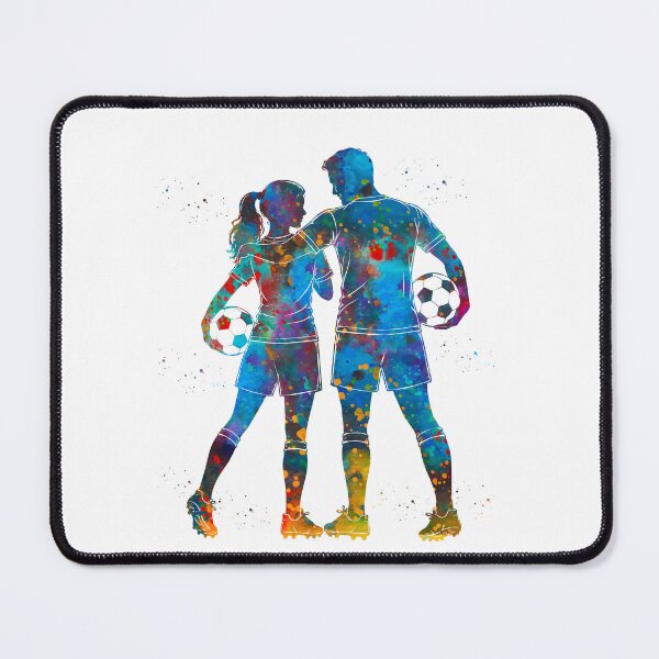 Item preview, Male and Female Soccer Players Watercolor Art designed and sold by Liededrom..