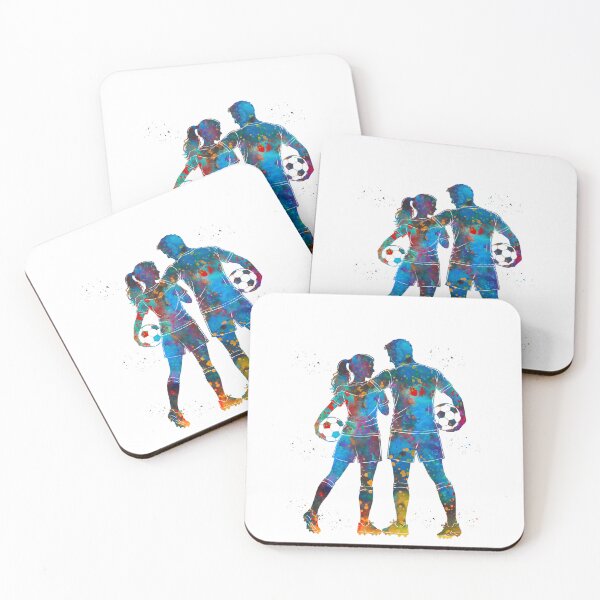 Item preview, Male and Female Soccer Players Watercolor Art designed and sold by Liededrom..