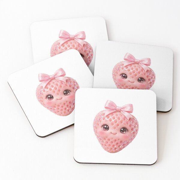 Item preview, Cute Pink Strawberry With Bow Kawaii Glitter Sparkly Girly Aesthetic designed and sold by GenZPopStudio.