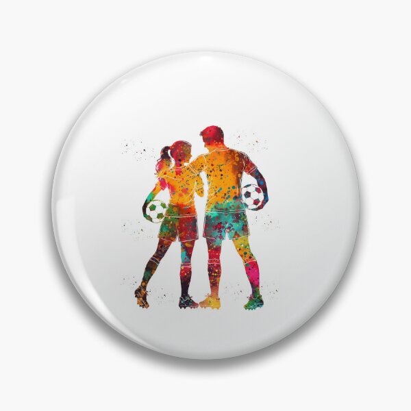 Item preview, Male and Female Soccer Players Watercolor Art designed and sold by Liededrom..