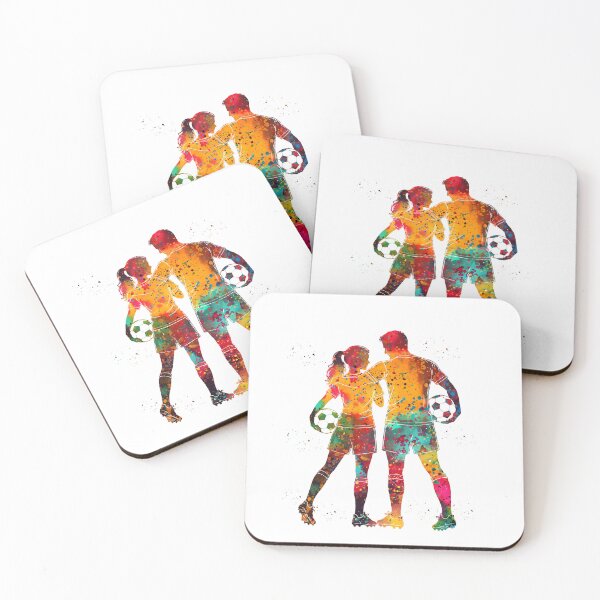 Item preview, Male and Female Soccer Players Watercolor Art designed and sold by Liededrom..