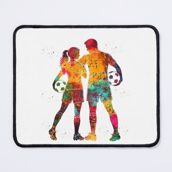 Item preview, Male and Female Soccer Players Watercolor Art designed and sold by Liededrom..