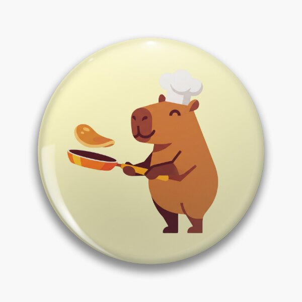 Item preview, Cute Capybara Chef Flipping Pancakes Kitchen Art designed and sold by pattman.