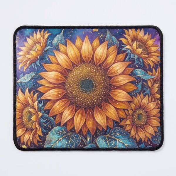 Item preview, Celestial Sunflowers & Full Moon Art – Cosmic Night Sky Floral    designed and sold by MargaretWiktor.