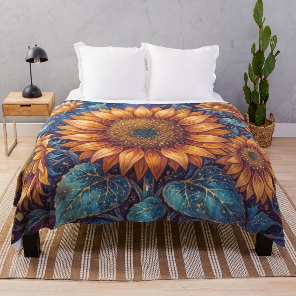 Item preview, Celestial Sunflowers & Full Moon Art – Cosmic Night Sky Floral    designed and sold by MargaretWiktor.