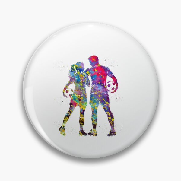 Item preview, Male and Female Soccer Players Watercolor Art designed and sold by Liededrom..