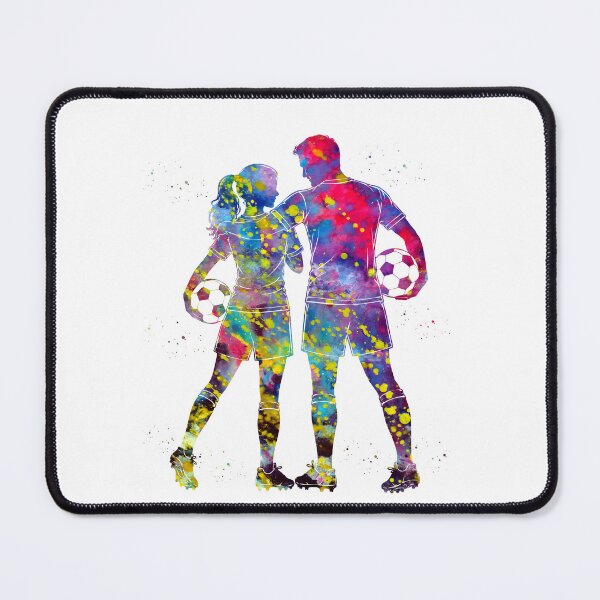 Item preview, Male and Female Soccer Players Watercolor Art designed and sold by Liededrom..