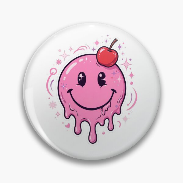 Item preview, Pink Drippy Smiley Face Cherry Cute Y2K Smiley Drip Aesthetic designed and sold by GenZPopStudio.