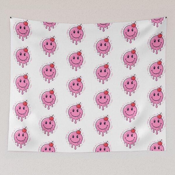 Item preview, Pink Drippy Smiley Face Cherry Cute Y2K Smiley Drip Aesthetic designed and sold by GenZPopStudio.