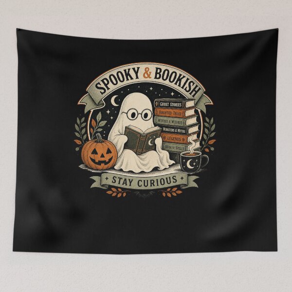 Item preview, Spooky Bookish Ghost Reading Halloween Reader designed and sold by BearLoveDesign.