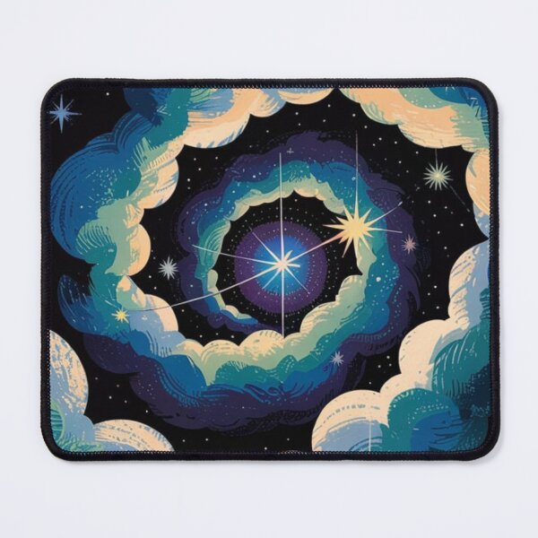Item preview, Blue Clouds Night Sky Stars - Moon Spiral Art Poster designed and sold by WavyCurve.