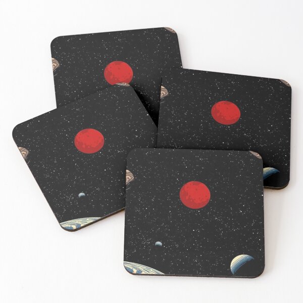 Item preview, Planets Space Art - Red Moon Saturn Stars designed and sold by WavyCurve.