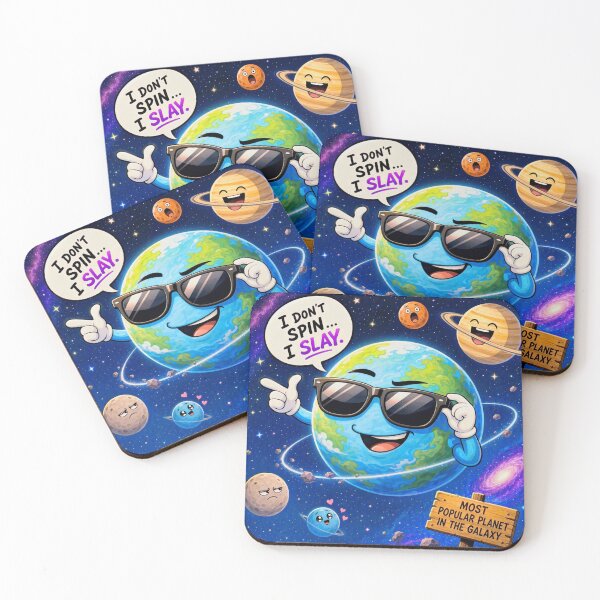 Item preview, I Don't Spin I Slay – Funny Earth Planet Space Cartoon designed and sold by BIZARRE PRINTS.