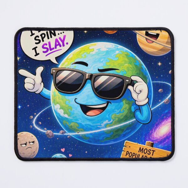 Item preview, I Don't Spin I Slay – Funny Earth Planet Space Cartoon designed and sold by BIZARRE PRINTS.