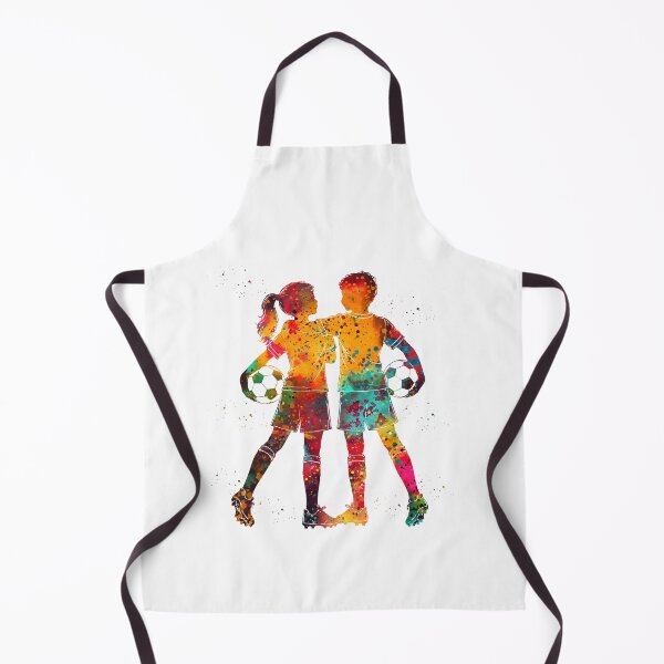 Item preview, Boy and Girl Soccer Players Watercolor Art designed and sold by Liededrom..
