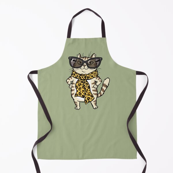 Item preview, Stylish cartoon cat with large sunglasses and a leopard print scarf, ideal for funny stickers and fashion items. designed and sold by ElegantOutlines.