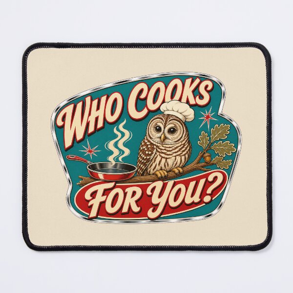 Item preview, Barred Owl Who Cooks For You Retro Diner Funny Owl Chef Art designed and sold by shifumart.