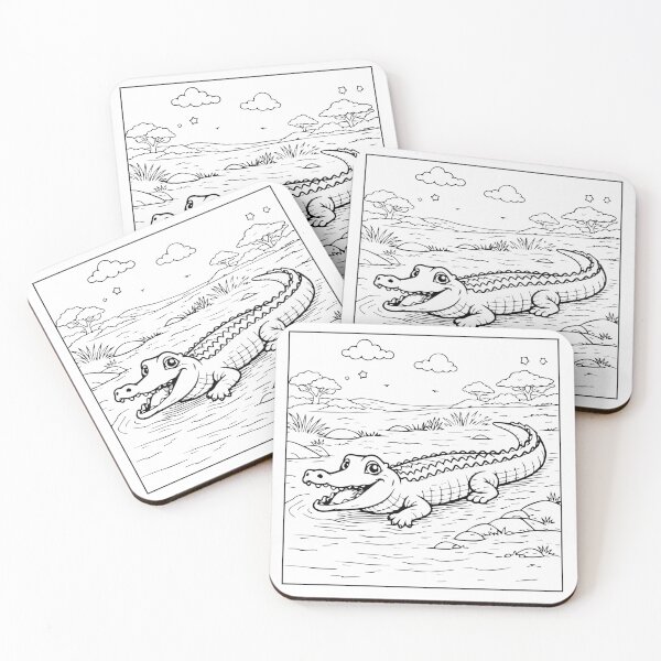 Item preview, Coloring book style print. Alligator designed and sold by MS Production.