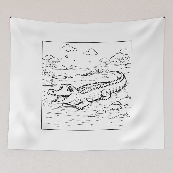 Item preview, Coloring book style print. Alligator designed and sold by MS Production.