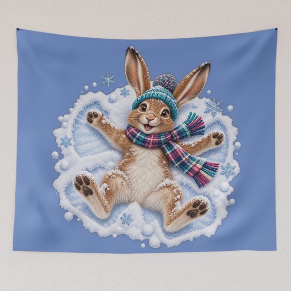 Item preview, Cute Scottish Mountain Hare Making a Snow Angel designed and sold by MaedK.